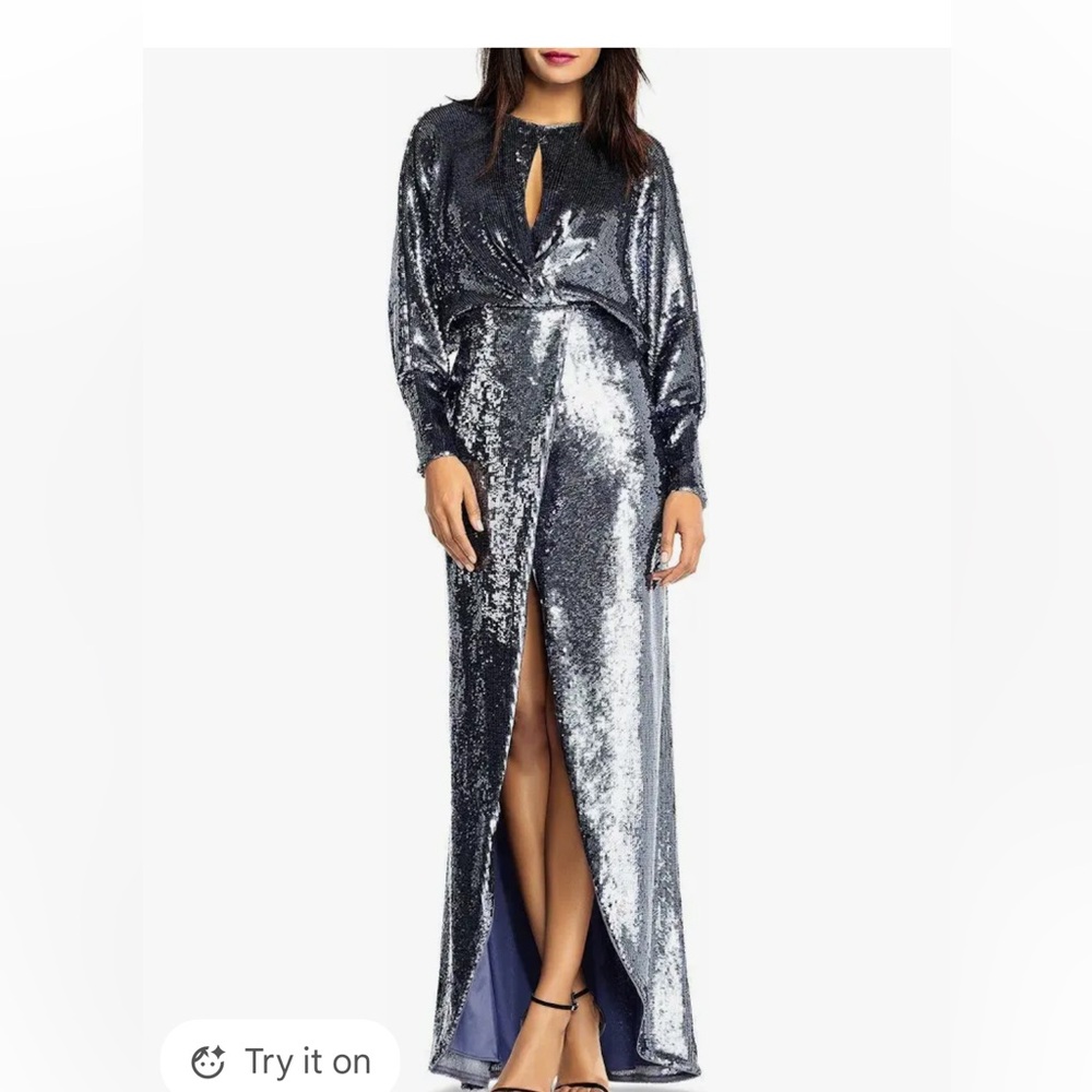 Aidan Mattox Black and Silver Sequin Dress size 4 -6